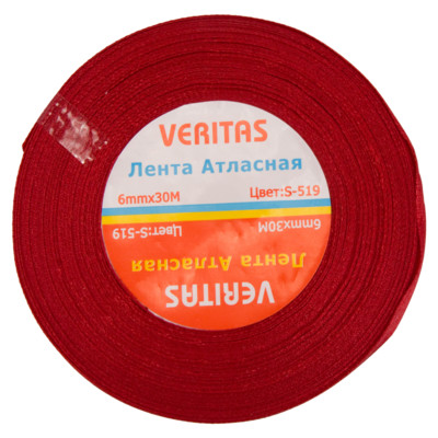 Лента атласная Veritas шир 6мм цв S-519 красный темный (уп 30м) (3)