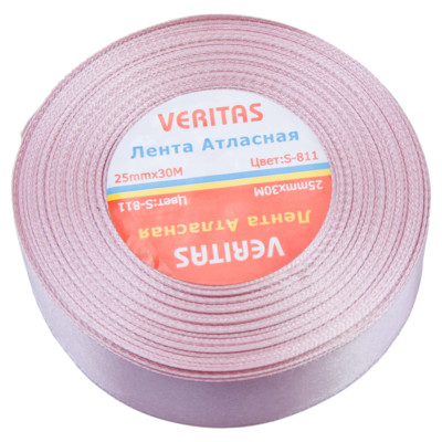 Лента атласная Veritas шир 25мм цв S-811 розовый светлый (уп 30м) (2)